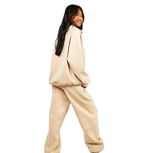 Ensemble de survêtement tendance pour femme : sweat à capuche oversize à épaules tombantes et pantalon de jogging en molleton épais 400 GSM, grandes tailles - Product Image 2