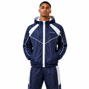 Custom Unisex Nylon Tracksuit Windbreaker Sets Eco-Friendly <b>Men</b> Lightweight Hooded <b>Jacket</b> Pants Sets B2B Patchwork <b>men's</b> <b>jackets</b> - Product Image 1