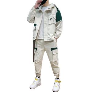 Ensembles coupe-vent imperméable survêtement hommes automne nouveau Style Hip Hop haut coupe-vent noir Cargo Design survêtement de jogging pour hommes - Product Image 3