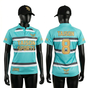 Maillot de rugby pour femme en polyester GSM de qualité supérieure, respirant, jaune et noir à rayures, avec logo personnalisé par sublimation - Product Image 3