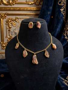 New Arrival Natural Stone Brass <b>Indian</b> Wedding Engagement Bridal <b>Jewellery</b> <b>Set</b> Daily Wear Party Anniversary Trendy <b>Jewellery</b> - Product Image 3