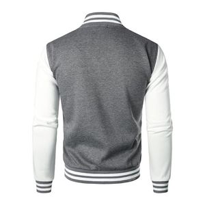 Veste de baseball universitaire en cuir à double manche avec logo brodé en chenille personnalisé, veste de varsity noire pour homme - Product Image 5