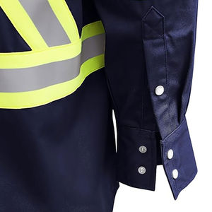 Chemises à boutons haute visibilité style réfléchissant en tissu satiné de coton, sur mesure pour vêtements de travail professionnels, douces et respirantes - Product Image 4