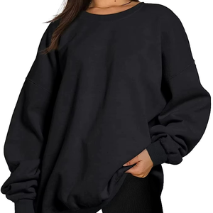 Sweat-shirt décontracté d'hiver pour femme, style ample, couleur unie et motif lettres, tissu tissé durable et respirant, vêtement long - Product Image 4
