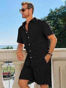 Men Summer <b>Knitted</b> Embroidered 100% Cotton Quick Dry Short Sleeve Custom Logo Joggers Suits <b>Set</b> Shirt and Short <b>Set</b> - Product Image 1