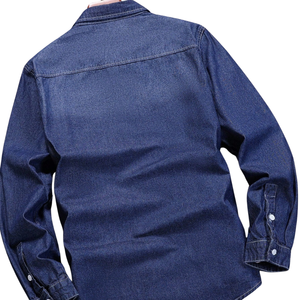Chemise en jean unisexe personnalisée à manches longues en coton délavé, boutonnée, style western décontracté, coupe régulière, avec double poche à rabat, pour usage quotidien - Product Image 2