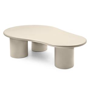 Mesa de Centro Moderna de Lujo en Madera Sólida Color Crema con Forma Orgánica de Amoeba y Patas Cilíndricas Robustas - Product Image 2