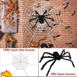 Decoraciones de Halloween para Exteriores, Araña de 49 Pulgadas, 1 Pieza, Araña Tarántula de 126 Pulgadas, Telaraña Peluda, Posable, Aterradora, para Halloween - Product Image 2