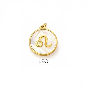 Pendentif rond en nacre plaqué or avec signe du zodiaque Bélier, bijou porte-bonheur horoscope - Product Image 2