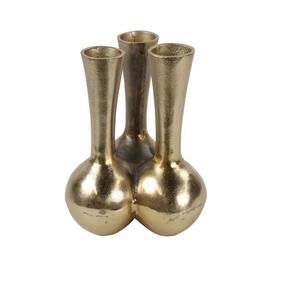 Jarrón Metálico 3 en 1 de Estilo Nórdico, Centro de Mesa Dorado Contemporáneo, Portaflores Geométrico Abstracto de Aluminio - Product Image 1