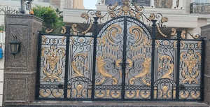 Portail de villa élégant en fer forgé avec un design orné, finition peinte, forme rectangulaire, portails de clôture pour entrée de propriété - Product Image 4