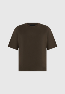 Camiseta de Jersey para Hombre, Color Marrón Sólido, Manga Corta, Cuello Redondo, Corte Regular, Estilo Casual Tejido - Product Image 2