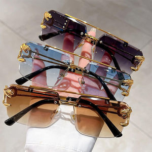 Gafas de Sol de Moda para Hombre con Diseño de Leopardo, Protección UV400, Montura Metálica sin Aro - Product Image 4