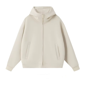 Manteau à capuche zippé en coton épais 400g automne-hiver, cardigan léger à manches courtes pour homme, pull pour homme - Product Image 5