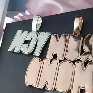 Collar con colgante de letra grande y llamativa con incrustaciones de moissanita, chapado en plata, cadena de eslabones estilo Hip Hop, joyería llamativa para fiesta - Product Image 3