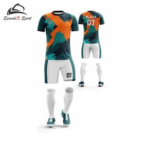 เสื้อฟุตบอลโพลีเอสเตอร์ 100% พิมพ์ลายตามสั่งสำหรับทีมฟุตบอล ระบายอากาศได้ดี แห้งเร็ว แขนสั้น รับผลิตแบบ OEM/ODM พร้อมโลโก้ตามสั่ง - Product Image 5