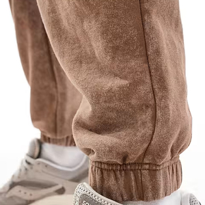 Vintage Faded Light <b>Brown</b> Tracksuit Plain Textured Wash Pullover Hoodie Ribbed Cuff Pants Set Oversized Streetwear - Product Image 5