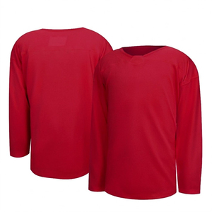 เสื้อฮอกกี้สีแดงแบบเรียบ ออกแบบเองได้ ผลิตจากโพลีเอสเตอร์ 100% สำหรับผู้ใหญ่ ใส่ได้ทั้งชายและหญิง แห้งเร็ว ไม่ยับง่าย - Product Image 2