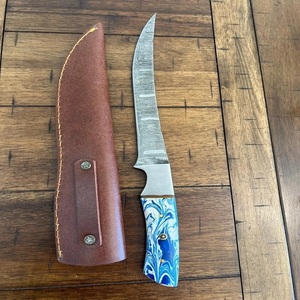 Couteau à fileter à lame droite en acier Damas personnalisé, fait main, qualité industrielle, pour la pêche, l'usage général et le camping, logo ODM OBM TARJ - Product Image 3