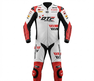 Combinaison de moto en cuir sur mesure de qualité supérieure MotoCP Racing 1 pièce, équipement de conduite avec bosse niveau 2 CE, fabriquée sur mesure - Product Image 1