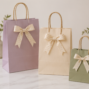 Custom Kraft Paper Gift Bags with Ribbon Bow Handles Luxury Shopping Packaging Bags for Boutique Retail <b>Wedding</b> Party Gift - Product Image 2