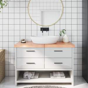 Comptoir de salle de bain en bois massif brun clair 47,2"x19,7"x(0,8"-2,4") avec étagères traitées - Product Image 1