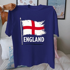 <b>England</b> Women's <b>Tshirt</b> with St George's Cross Print Comfort Fit Casual Style 100% Pure Cotton Knitted Fabric - Product Image 1
