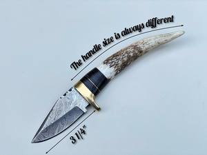 Cuchillo Skinner de Hoja Fija de Acero de Damasco de 6 Pulgadas con Punta Caída, Grado Industrial, Forja Nórdica, Mango de Cuerno de Ciervo, EDC, Personalizable OEM/ODM - Product Image 5