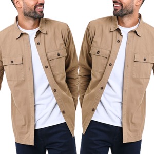 Men's Spandex/Nylon Jumbo Corduroy Turn-<b>down</b> Collar Single Breasted Button-Up Breathable Sustainable Anti-pilling Shacket Coat - Product Image 6
