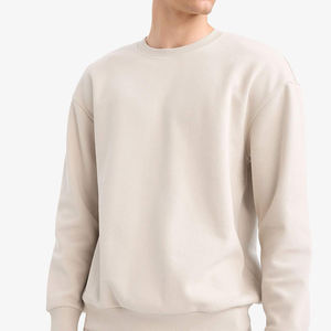 Sudadera de cuello redondo de lujo para hombre, informal, de felpa, 100% algodón, estilo urbano, con logotipo personalizado bordado, al por mayor. - Product Image 3