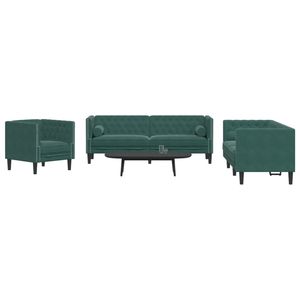 Canapé Chesterfield 3 places en velours vert foncé pour salon - Product Image 1