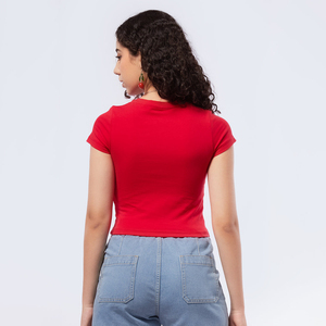 Vêtements Femme 2026 Nouveaux Crop Tops pour Femmes T-shirt en Coton de Haute Qualité Coupe Slim T-shirt Court Col Rond T-shirt Femme - Product Image 2