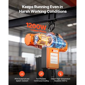 1100 Lbs Electric Chain <b>Hoist</b> with 20 Ft Lifting Height 120V Single Phase Overhead Crane 328 Ft Wireless & 15 Ft Wired Remo - Product Image 6