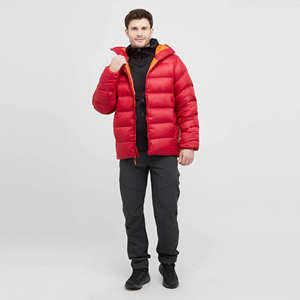 Veste coupe-vent pour homme, rouge, en ripstop, rembourrée, col haut, capuche intégrée et poches zippées, vêtement d'extérieur léger pour l'hiver, vestes pour homme - Product Image 6
