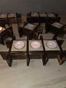 Natural Wooden Candle Holder <b>Tea</b> <b>Light</b> Home Accent Piece - Product Image 4