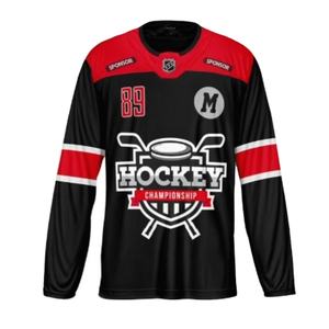Service OEM sur mesure Maillot de hockey sur glace USA Séchage rapide et antibactérien Impression par sublimation Chemises de hockey à manches longues - Product Image 3