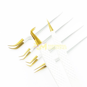 Pince à épiler pour extensions de cils RMI Shin Gold Plasma Tip et revêtement en poudre blanche, acier inoxydable, lot de 6 pinces à pointes différentes - Product Image 3