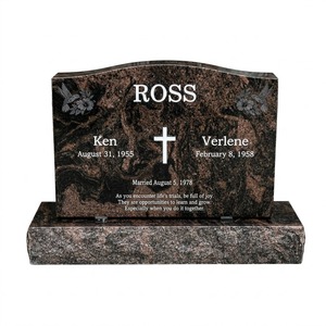 Lápida Conmemorativa <span class=keywords><strong>de</strong></span> Granito Rojo Aurora, Estilo Europeo Americano, Tallada con <span class=keywords><strong>Flores</strong></span>, Rosas y Pájaros, <span class=keywords><strong>para</strong></span> <span class=keywords><strong>Cementerio</strong></span> - Product Image 1
