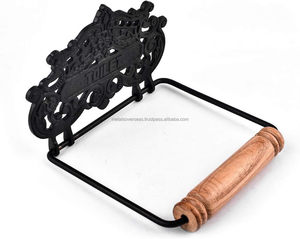 Portarrollos de Papel Higiénico de Metal Antiguo Pintado en Negro Mate de Lujo con Acabado en Níquel para Baño, Hotel o Cocina - Product Image 1