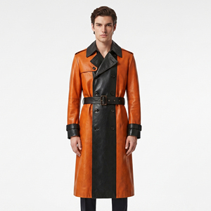 <b>Men's</b> Overcoat Belted Leather Jacket <b>Mens</b> Office Wear Leather Trench <b>Coat</b> Boys <b>Long</b> Sleeve PU Leather <b>Long</b> <b>Coat</b> - Product Image 1