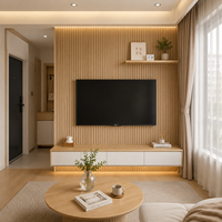 Panneaux muraux décoratifs carrés noir et or, panneaux rainurés WPC pour plafond, panneaux muraux intérieurs LED étanches et ignifuges en PVC WPC