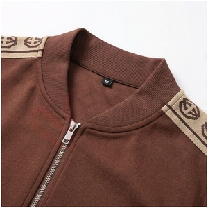 Veste de survêtement marron pour homme à col montant et fermeture éclair, manches longues, couleur unie, respirante, décontractée, pour l'automne, coupe classique - Product Image 4