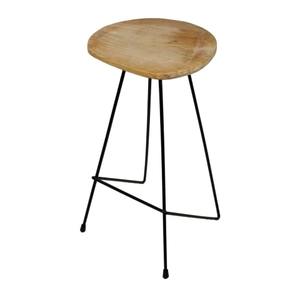Tabouret de bar en métal avec plateau en bois de manguier, style farmhouse, mobilier commercial durable pour restaurant, bar et cuisine - Product Image 5