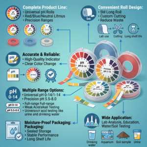 Papel Indicador de <span class=keywords><strong>pH</strong></span> Universal en Rollo de 5 Metros, Rango Completo 0~14, Papel de Tornasol para Pruebas de Agua y Suelo, Acuario, Laboratorio, Experimentos Científicos - Product Image 2