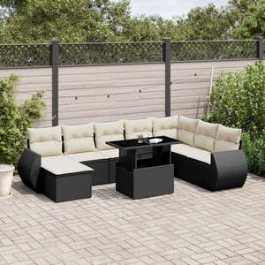 Conjunto de Sofás Modulares Grandes de Ratán PE Negro para Jardín, Muebles Modulares Elegantes para Exteriores - Product Image 1
