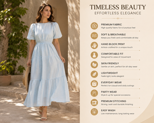 Elegante Vestido Corto de Algodón Azul Cielo |   Maxi ligero con capas para verano informal y vacaciones - Product Image 3