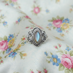 Natural Blue Flash <b>Labradorite</b> 925 Sterling Silver Rose & Yellow Gold Plated Vintage Boho <b>Ring</b> Handmade Jewelry Gift for Women - Product Image 6