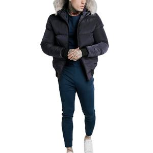 Veste bouffante veste d'hiver Logo personnalisé hommes mode rembourré à capuche vers le bas décontracté veste à glissière tissé 100% polyester Bomber veste - Product Image 1