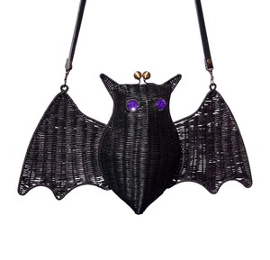 Bolsa de Almacenamiento Hecha a Mano con Forma de Murciélago de Ratán, con Ojos Azules, Diseño de Animales, Cesta Tejida, Diseño Portátil - Product Image 4