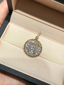 Ensemble de bijoux en diamants cultivés en laboratoire, boucles d'oreilles rondes en forme de grappe florale, bague, pendentif, ensemble en or 14 carats pour femmes - Product Image 4